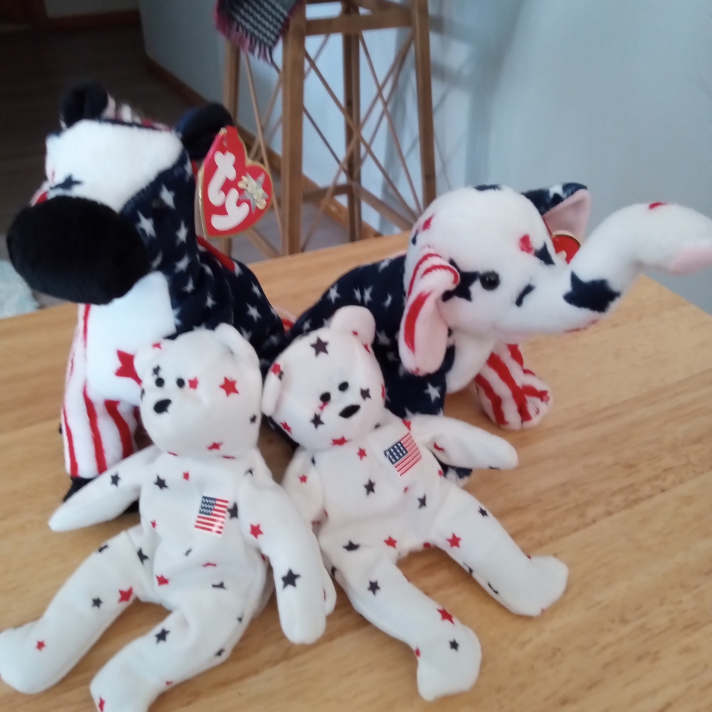 Ty Red, White, and Blue Plush Animal Set